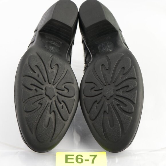 Born Womens Lorlei Boot Size 8 Black Leather Low Block Heel Harness Western Moto - Picture 9 of 12